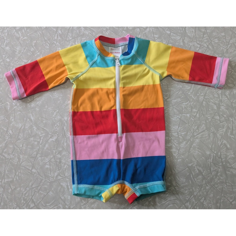 Hanna Andersson Baby Rainbow Stripe Sun Suit Rash Guard 0-3 Months 50cm